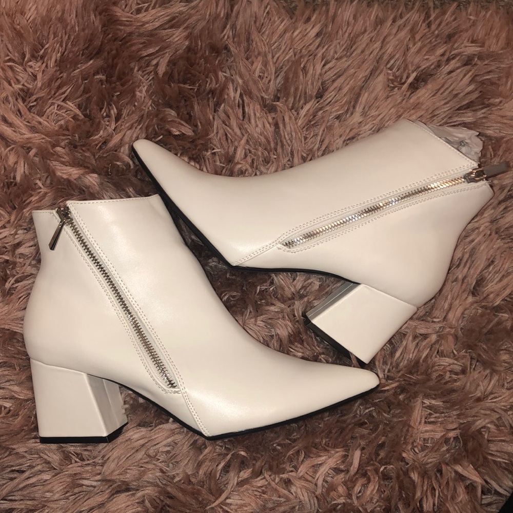 White ankle booties